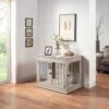 Unipaws Wooden Wire Furniture End Table Dog Crate
