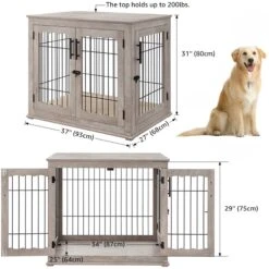 Unipaws Wooden Wire Furniture End Table Dog Crate -Pet Care Sales 316166 PT4. AC SS1800 V1664534100