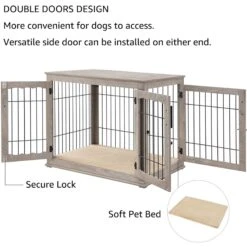 Unipaws Wooden Wire Furniture End Table Dog Crate -Pet Care Sales 316166 PT5. AC SS1800 V1664533646