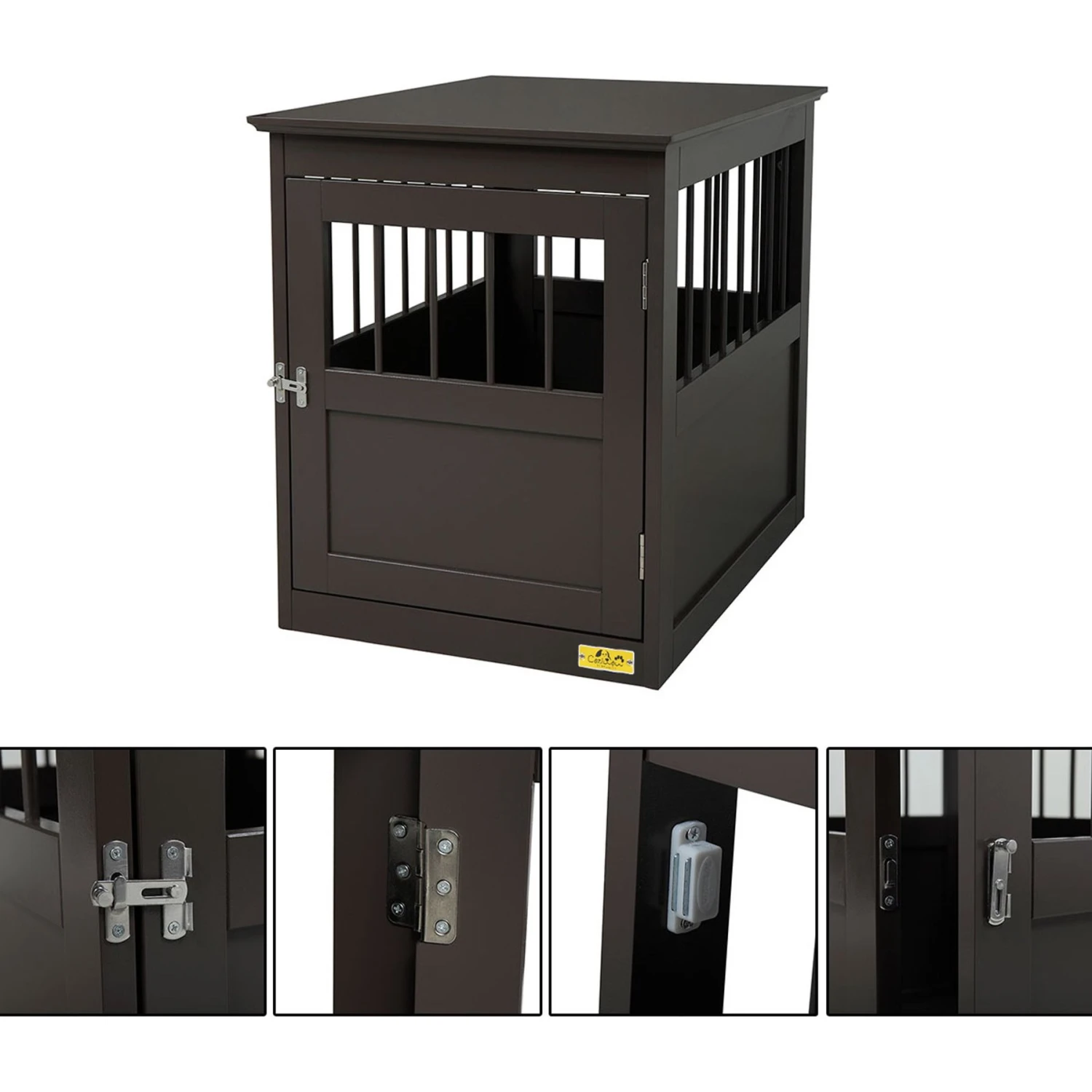 Coziwow By Jaxpety Single Door Furniture Style Wooden Dog Crate & End Table, Brown 5 Coziwow By Jaxpety Single Door Furniture Style Wooden Dog Crate & End Table, Brown - Image 5