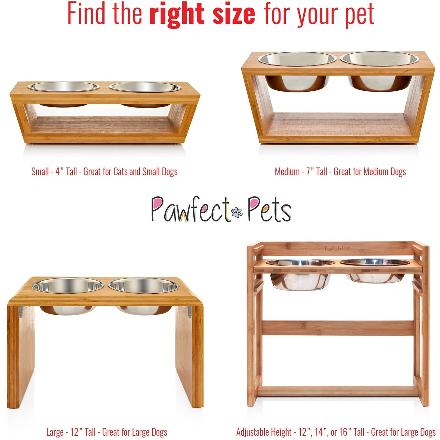 Pawfect Pets Elevated Feeder Raised Dog Bowl Stand With Four Stainless Steel Bowls, Large, 12-in 5 Pawfect Pets Elevated Feeder Raised Dog Bowl Stand With Four Stainless Steel Bowls, Large, 12-in - Image 5