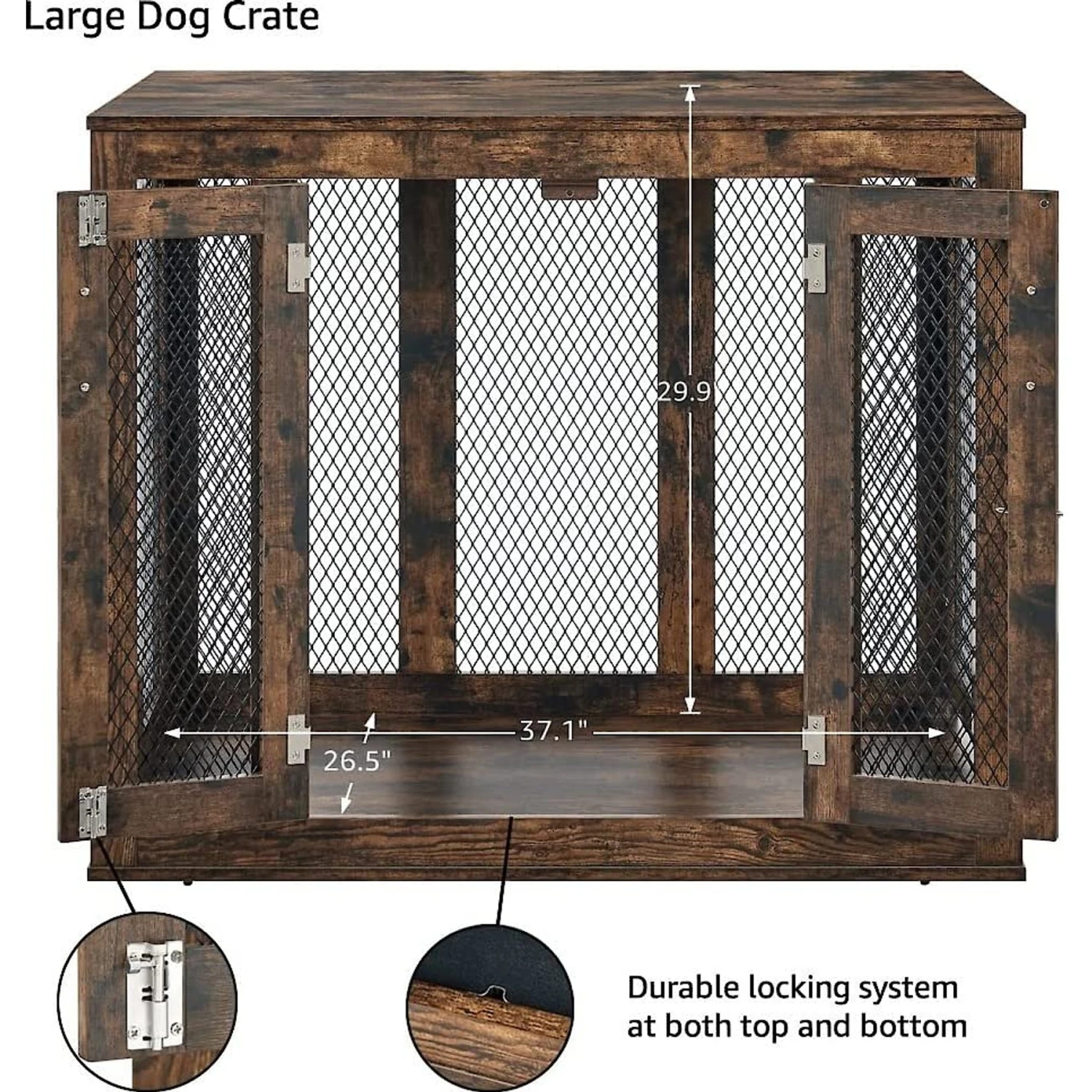 Unipaws Furniture Style Dog Crate With Tray, Rustic Brown 3 Unipaws Furniture Style Dog Crate With Tray, Rustic Brown - Image 3