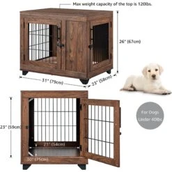 Unipaws Wooden Wire Furniture End Table Dog Crate, Walnut 9 Unipaws Wooden Wire Furniture End Table Dog Crate, Walnut -Pet Care Sales 361903 PT2. AC SS1800 V1649959891
