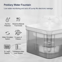 Petdiary Automatic Cat Water Fountain, White, Medium -Pet Care Sales 364529 PT2. AC SS1800 V1646701343