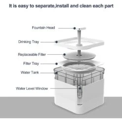 Petdiary Automatic Cat Water Fountain, White, Medium -Pet Care Sales 364529 PT3. AC SS1800 V1646698632