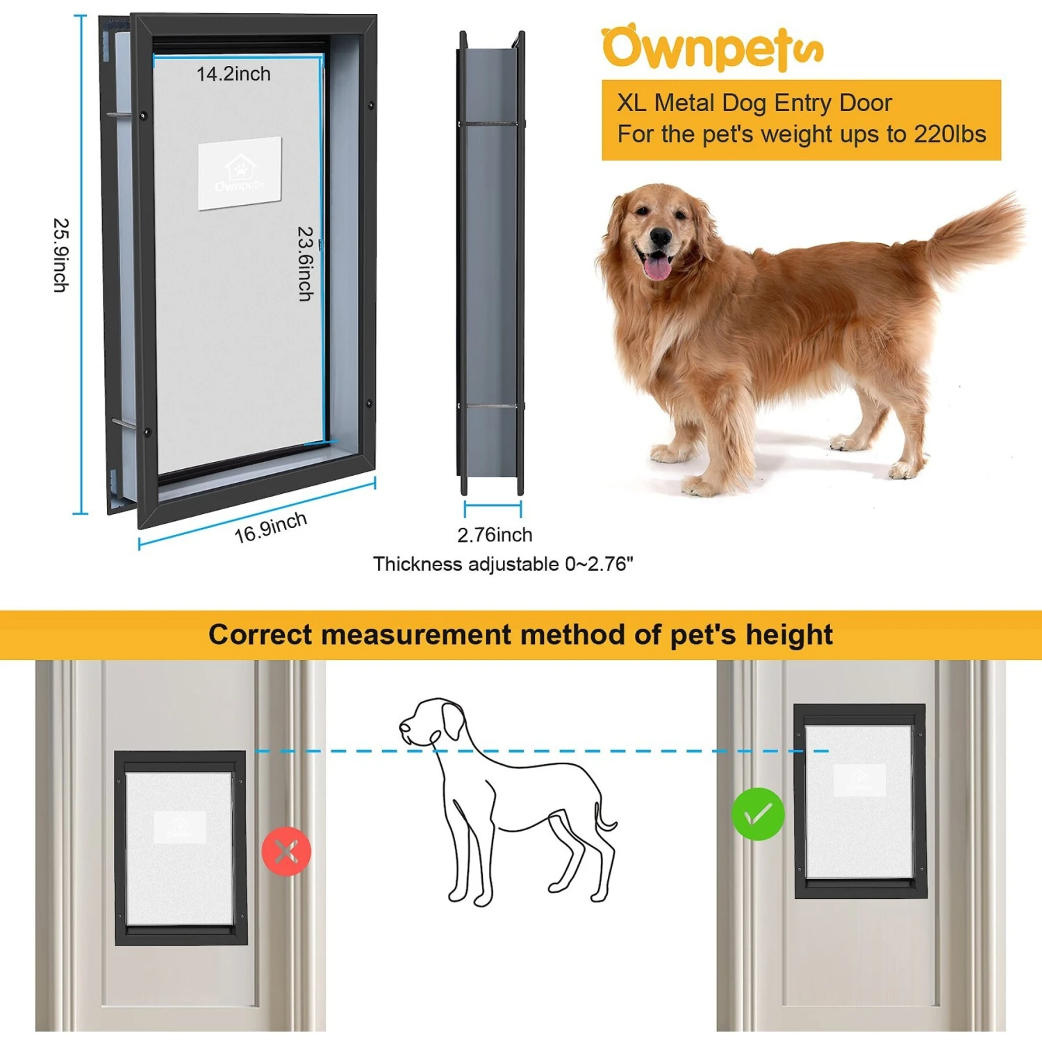 Ownpets Aluminum Magnetic Flap Heavy Duty Dog Door 2 Ownpets Aluminum Magnetic Flap Heavy Duty Dog Door - Image 2