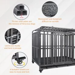 SMONTER Heavy Duty Metal Anxiety Indoor & Outdoor Large Breed Dog Crate, Dark Silver 9 SMONTER Heavy Duty Metal Anxiety Indoor & Outdoor Large Breed Dog Crate, Dark Silver -Pet Care Sales 517206 PT2. AC SS1800 V1650397289