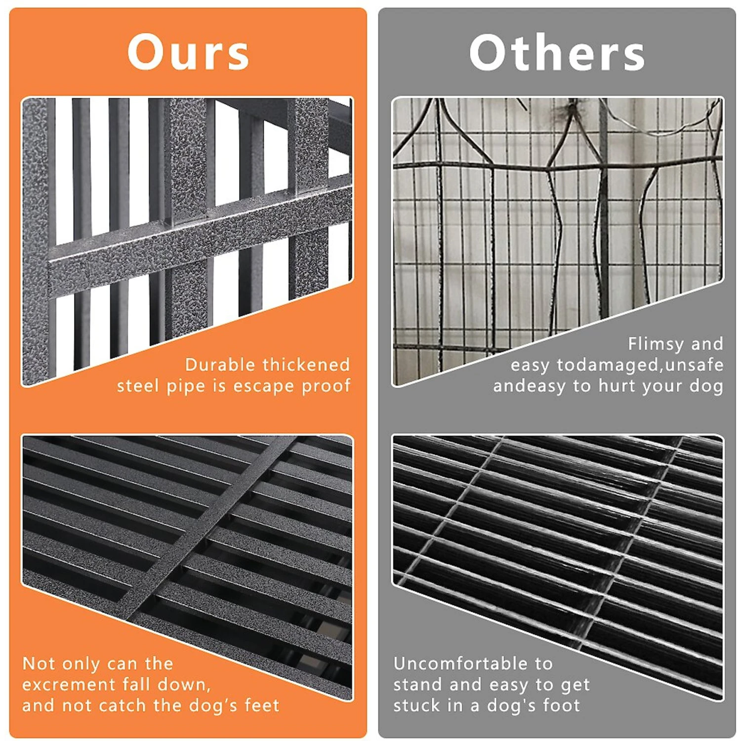 SMONTER Heavy Duty Metal Anxiety Indoor & Outdoor Large Breed Dog Crate, Dark Silver 4 SMONTER Heavy Duty Metal Anxiety Indoor & Outdoor Large Breed Dog Crate, Dark Silver - Image 4