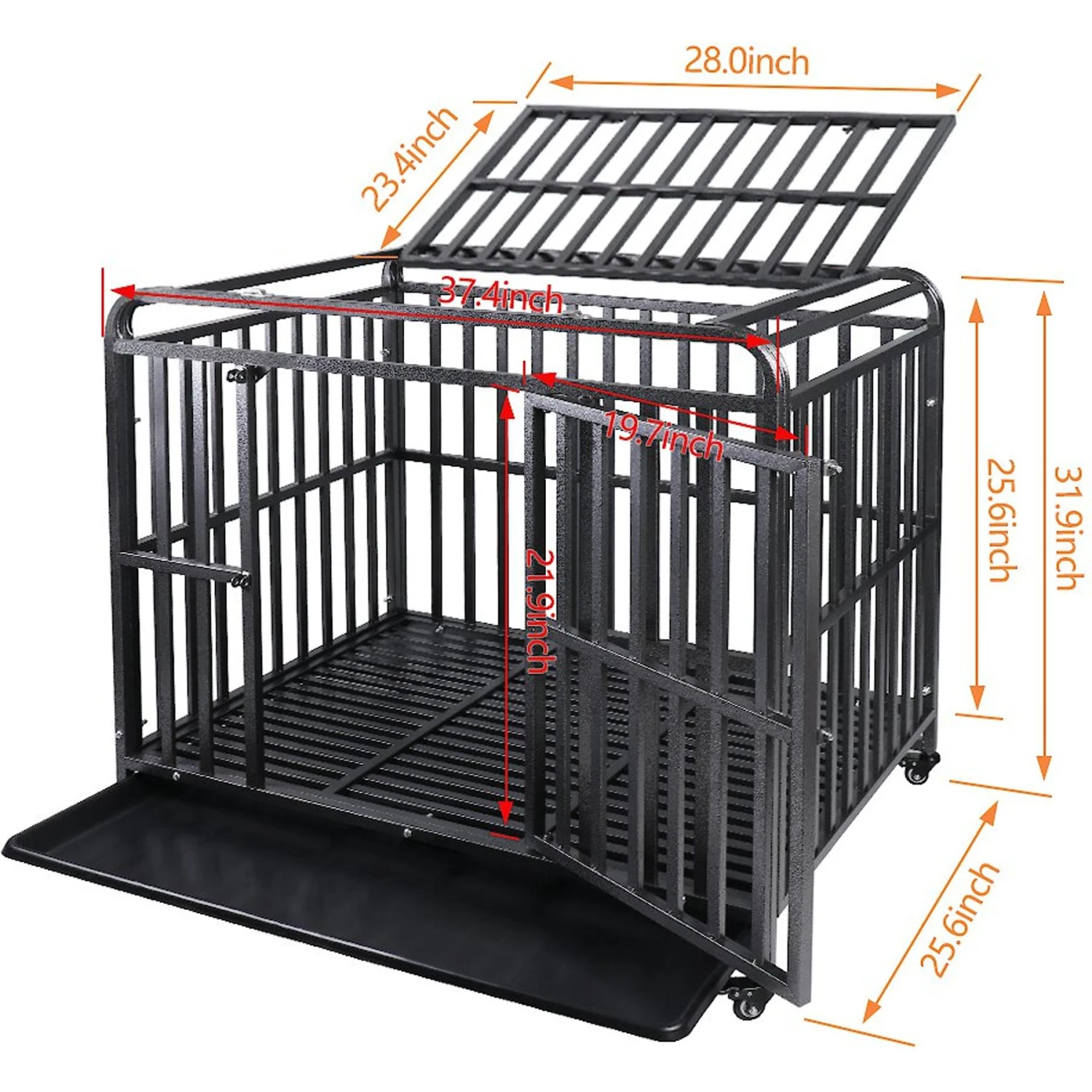 SMONTER Heavy Duty Metal Anxiety Indoor & Outdoor Large Breed Dog Crate, Dark Silver 6 SMONTER Heavy Duty Metal Anxiety Indoor & Outdoor Large Breed Dog Crate, Dark Silver - Image 6