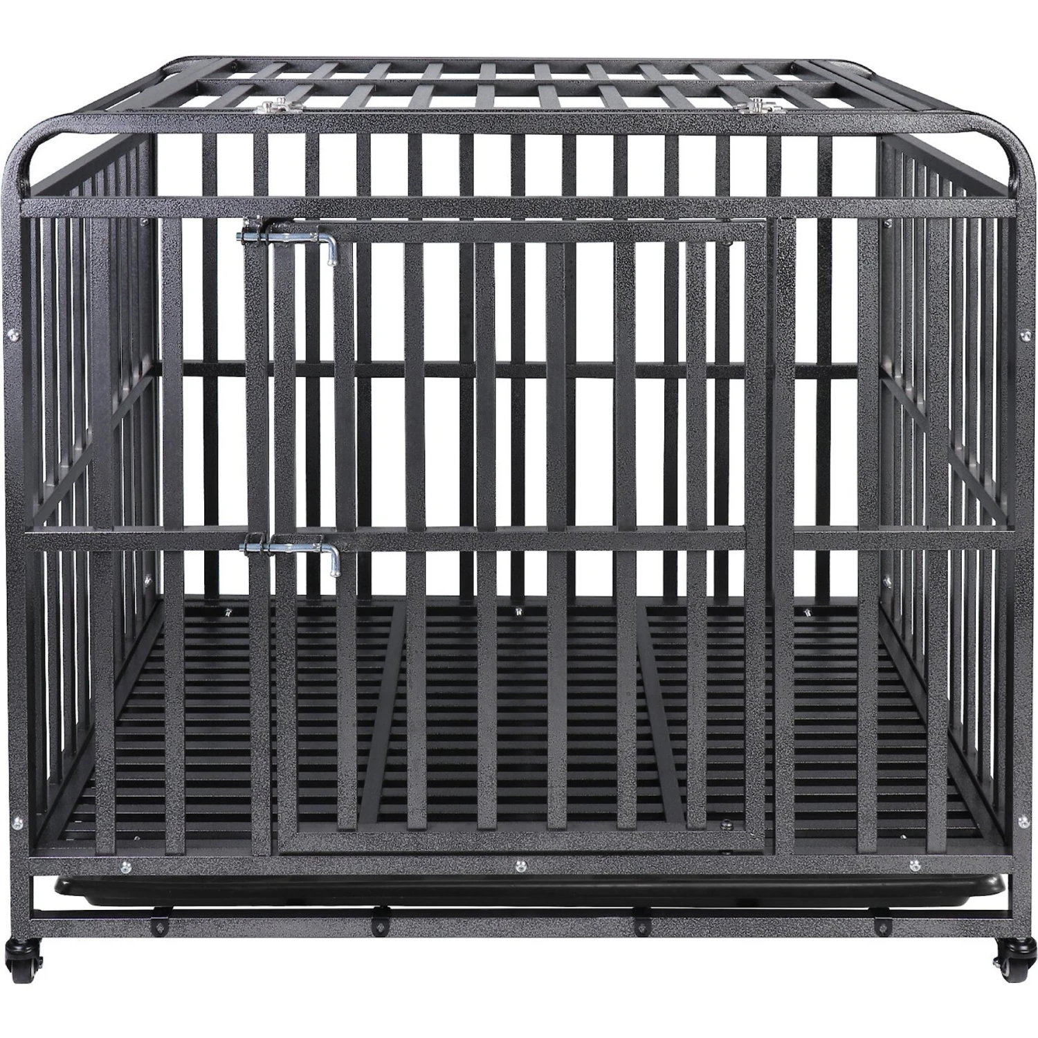 SMONTER Heavy Duty Metal Anxiety Indoor & Outdoor Large Breed Dog Crate, Dark Silver 7 SMONTER Heavy Duty Metal Anxiety Indoor & Outdoor Large Breed Dog Crate, Dark Silver - Image 7