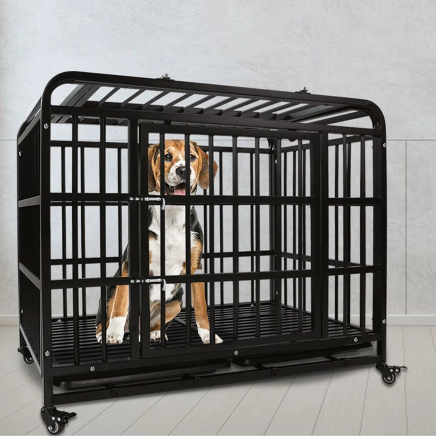 SMONTER Heavy Duty Metal Indoor & Outdoor Medium & Large Breed Dog Crate, Dark Silver 8 SMONTER Heavy Duty Metal Indoor & Outdoor Medium & Large Breed Dog Crate, Dark Silver - Image 8