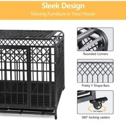 SMONTER Heavy Duty Double Lock Metal Large Breed Dog Crate, Dark Silver -Pet Care Sales 517278 PT3. AC SS1800 V1650388901