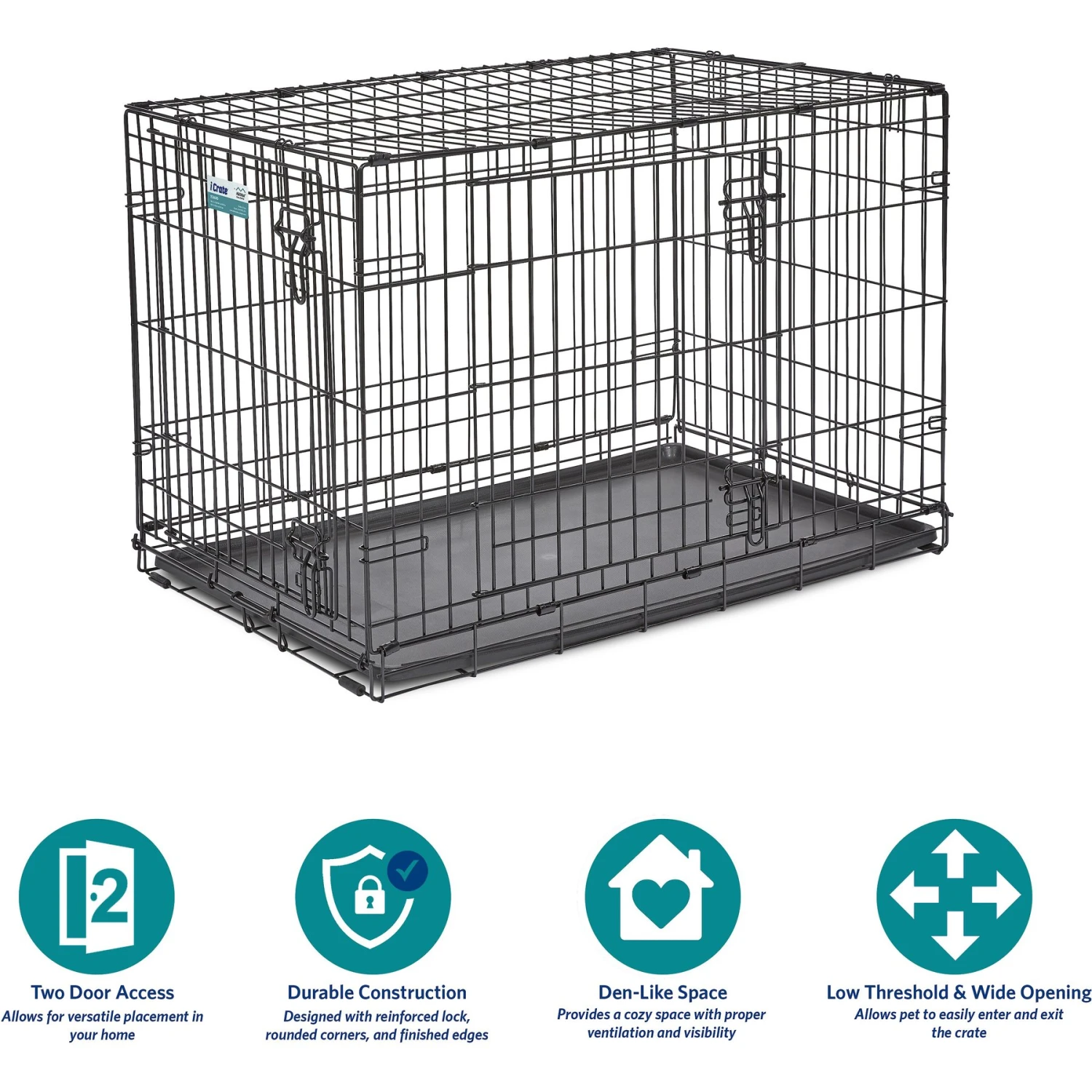 MidWest ICrate Fold & Carry Double Door Collapsible Wire Dog Crate 6 MidWest ICrate Fold & Carry Double Door Collapsible Wire Dog Crate - Image 6