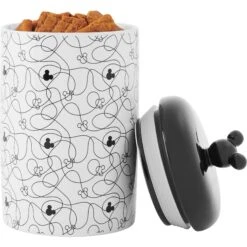 Disney Table Scraps Mickey Mouse Hot Diggity Dog Recipe Upcycled Jerky Dog Treats, 5-oz Bag & Disney Mickey Lines Ceramic Treat Jar -Pet Care Sales 623494 PT8. AC SS1800 V1661896334