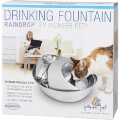 Pioneer Pet Stainless Steel Dog & Cat Fountain Raindrop Design -Pet Care Sales 64088 PT4. AC SS1800 V1539373032