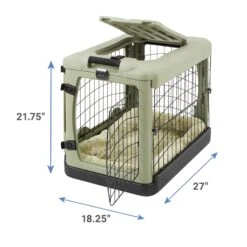 Pet Gear The Other Door Double Door Collapsible Wire Dog Crate & Plush Pad, Sage -Pet Care Sales 64489 PT2. AC SS1800 V1568036246