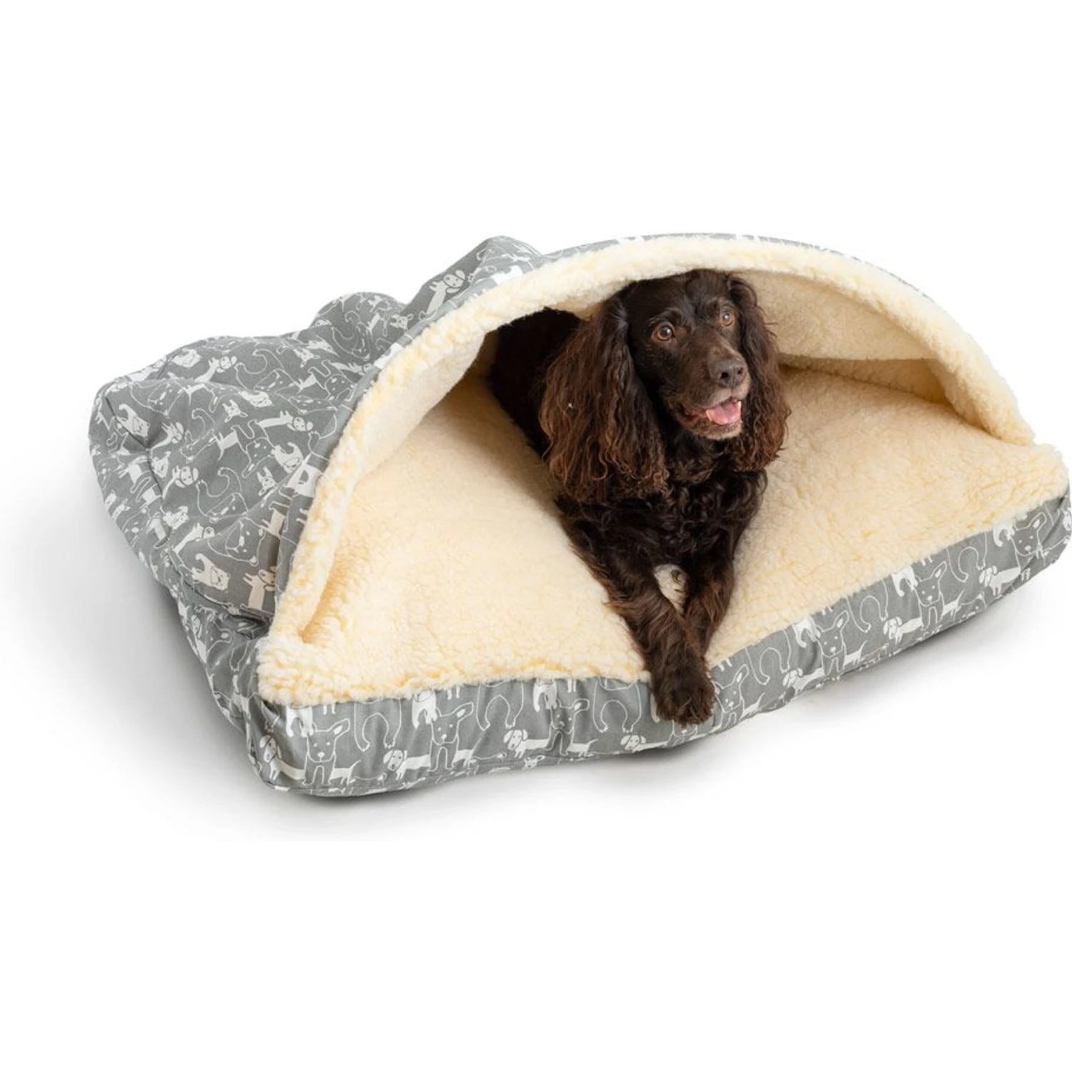 Snoozer Pet Products Rectangle Indoor & Outdoor Cozy Cave Dog & Cat Bed, Gray & White, Medium 1 Snoozer Pet Products Rectangle Indoor & Outdoor Cozy Cave Dog & Cat Bed, Gray & White, Medium