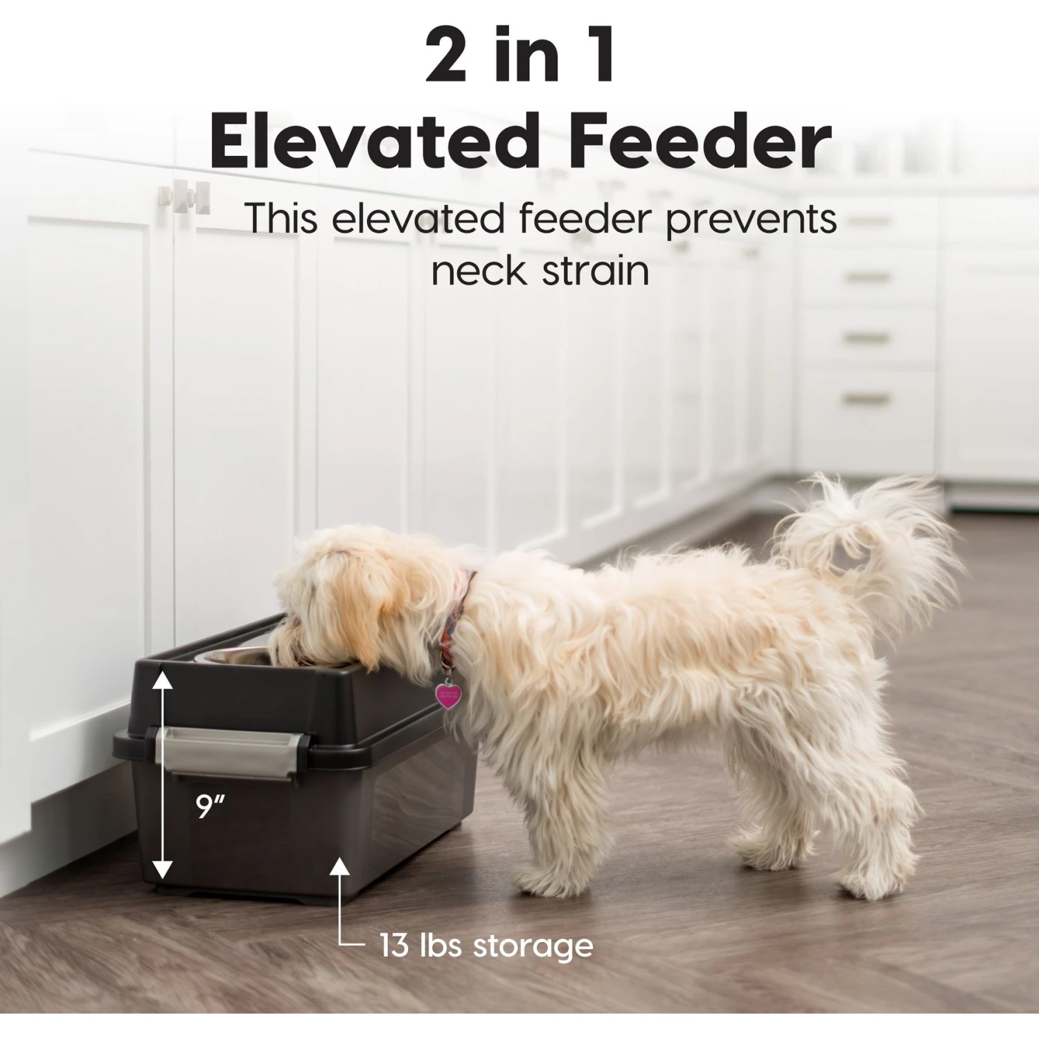 IRIS USA WeatherPro Airtight Elevated Pet Feeder With Food Storage Container & Bowls In Lid 2 IRIS USA WeatherPro Airtight Elevated Pet Feeder With Food Storage Container & Bowls In Lid - Image 2