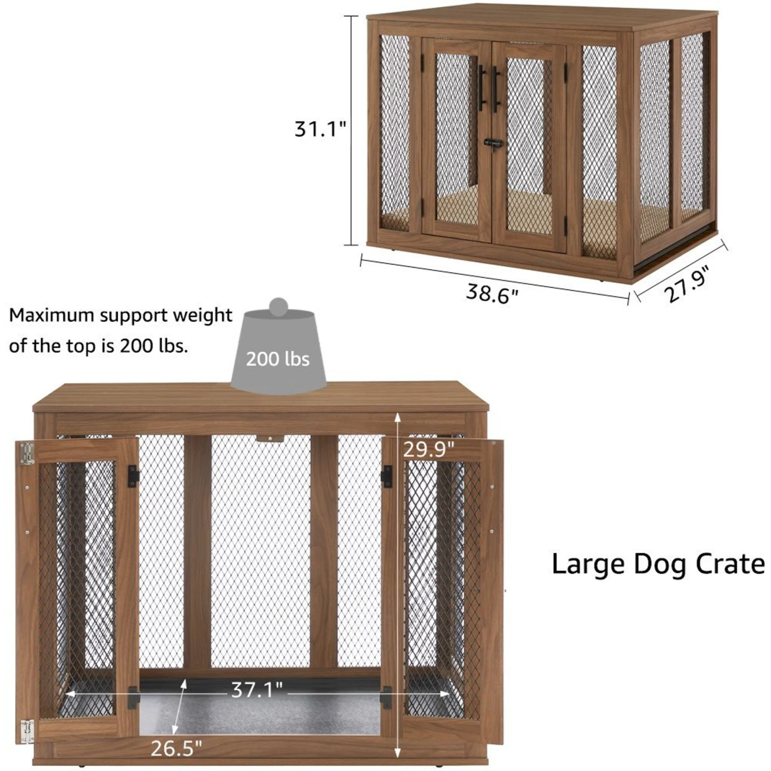 Unipaws Furniture Style With Tray Dog Crate 6 Unipaws Furniture Style With Tray Dog Crate - Image 6