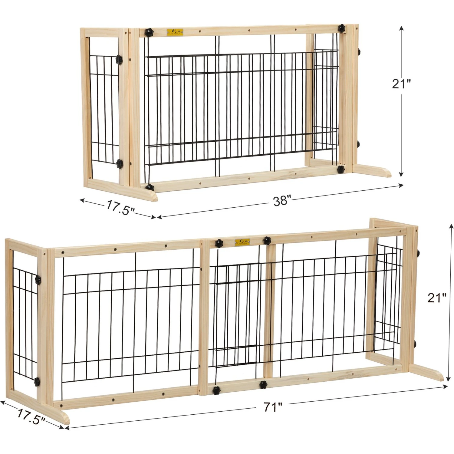 Coziwow 21-in Adjustable Extra Wide Freestanding Dog Gate, Natural Wood 2 Coziwow 21-in Adjustable Extra Wide Freestanding Dog Gate, Natural Wood - Image 2