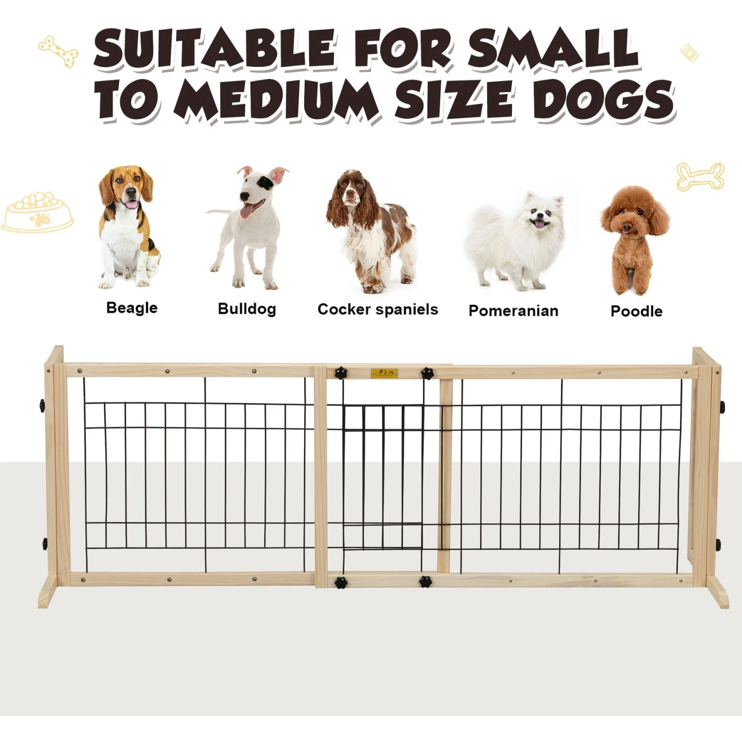 Coziwow 21-in Adjustable Extra Wide Freestanding Dog Gate, Natural Wood 7 Coziwow 21-in Adjustable Extra Wide Freestanding Dog Gate, Natural Wood - Image 7