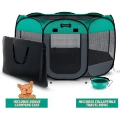 Ruff 'N Ruffus Portable Foldable Cat & Dog Playpen, Carrying Case, & Travel Bowl -Pet Care Sales 711446 PT3. AC SS1800 V1673627800