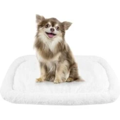 HappyCare Textiles Classic Warm Sherpa Cat & Dog Crate Bolster, White
