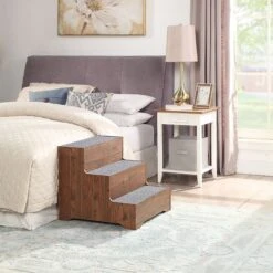 Unipaws Wooden Three-Story Dog Ladder, Walnut