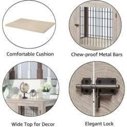 Unipaws Wooden Wire Furniture Style Dog Crate -Pet Care Sales 739542 PT4. AC SS1800 V1672168955