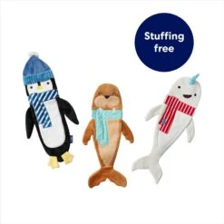 Frisco Holiday Arctic Friends Stuffing-Free Skinny Plush Squeaky Dog Toy -Pet Care Sales 739878 PT2. AC SS1800 V1694813220
