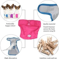 SunGrow Reusable Female Cat & Dog Diapers For Heat Cycle, 9-in To 15-in Waist, 3 Count -Pet Care Sales 741558 PT2. AC SS1800 V1694457335