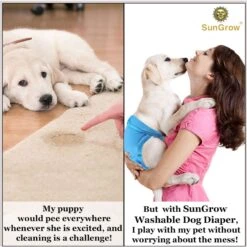 SunGrow Reusable Female Cat & Dog Diapers For Heat Cycle, 9-in To 15-in Waist, 3 Count -Pet Care Sales 741558 PT3. AC SS1800 V1693496142