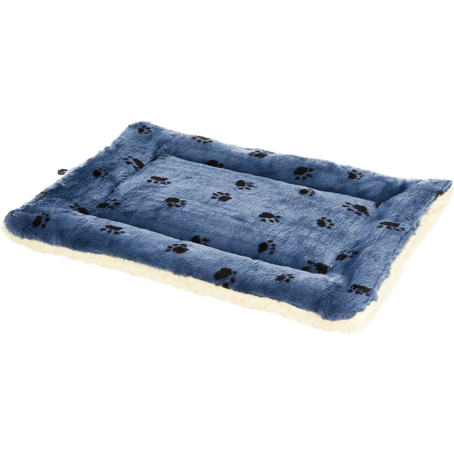 MidWest Quiet Time Fleece Reversible Dog Crate Mat, Blue Paw Print 1 MidWest Quiet Time Fleece Reversible Dog Crate Mat, Blue Paw Print