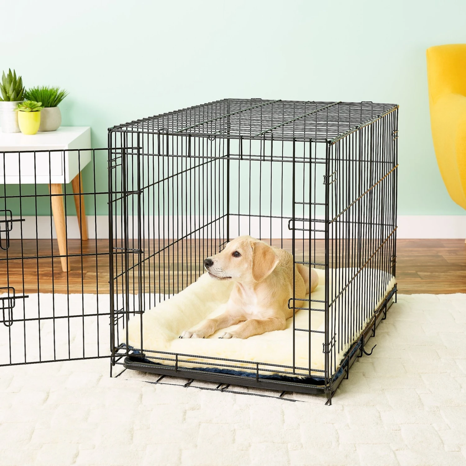 MidWest Quiet Time Fleece Reversible Dog Crate Mat, Blue Paw Print 4 MidWest Quiet Time Fleece Reversible Dog Crate Mat, Blue Paw Print - Image 4