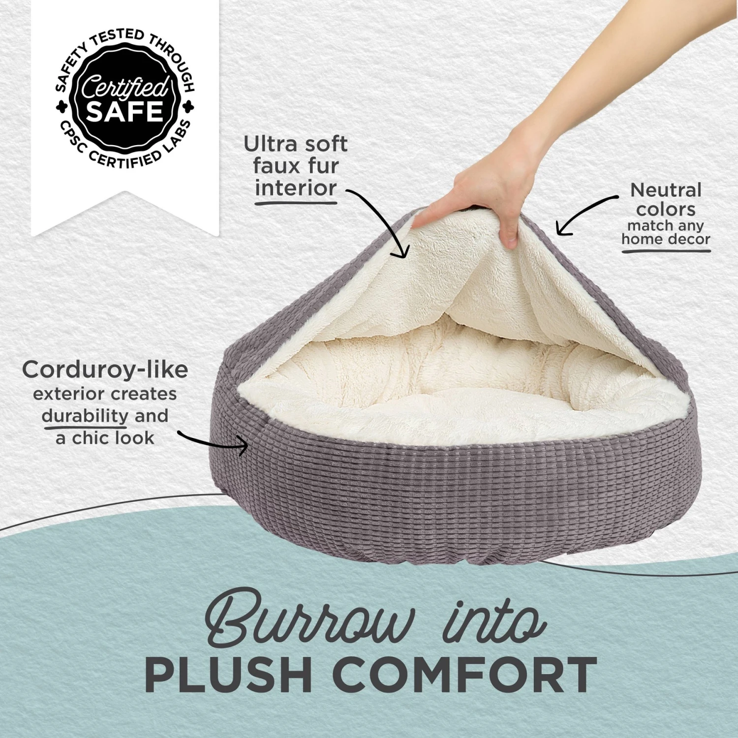 Best Friends By Sheri Cozy Cuddler Mason Microfiber Hooded Blanket Cat & Dog Bed 3 Best Friends By Sheri Cozy Cuddler Mason Microfiber Hooded Blanket Cat & Dog Bed - Image 3