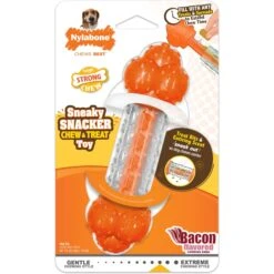 Nylabone Sneaky Snacker Bacon Flavor Dog Treat Toy, Orange