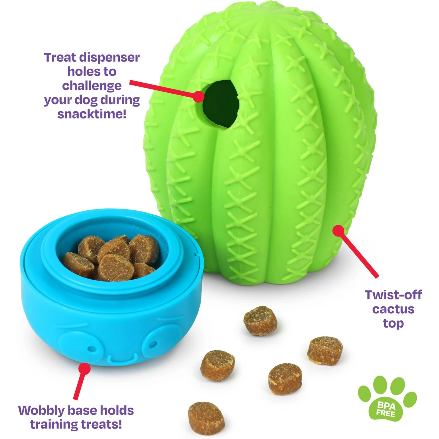 Brightkins Cactus Surprise! Treat Dispensing Dog Toy 3 Brightkins Cactus Surprise! Treat Dispensing Dog Toy - Image 3