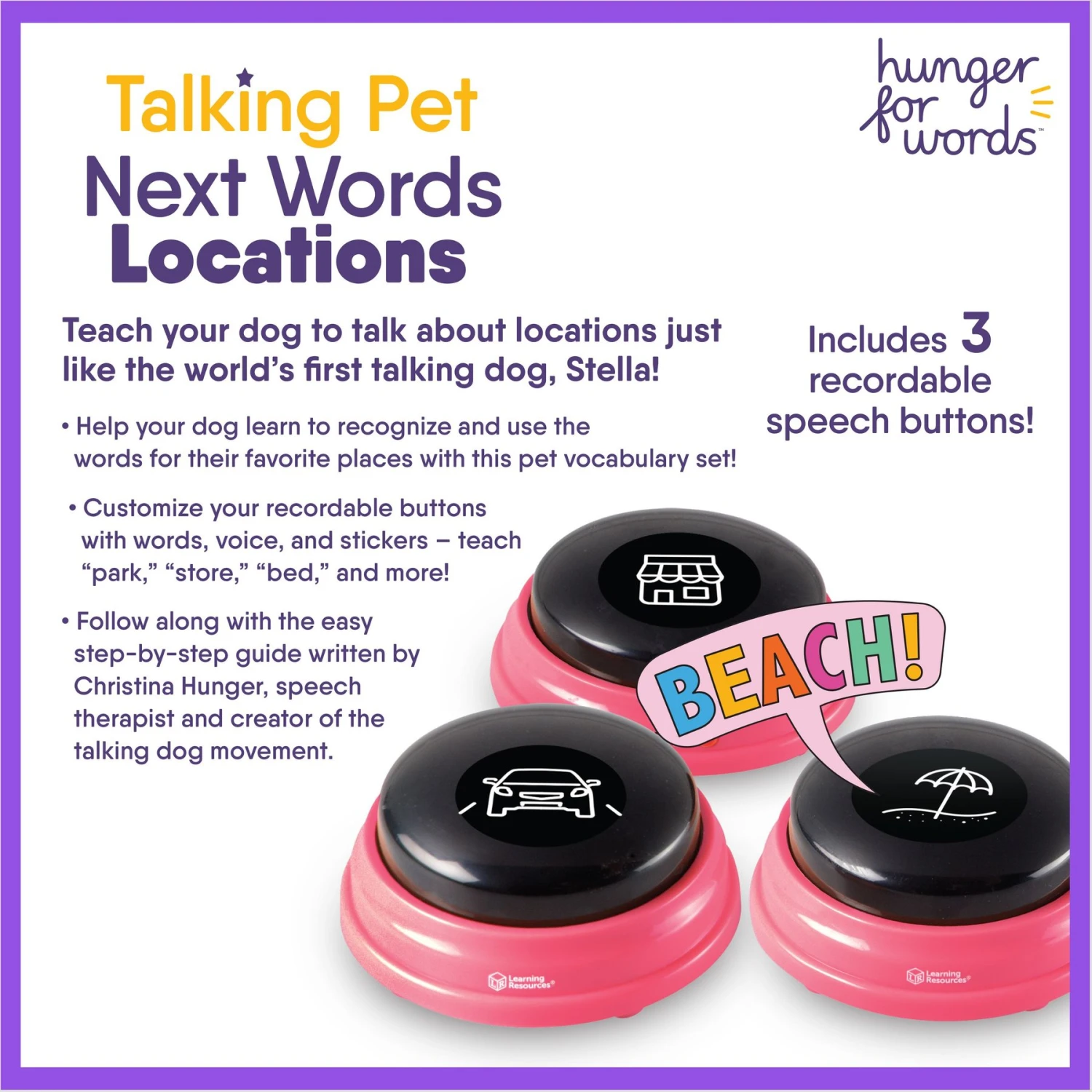 Hunger For Words Talking Pet Next Words: Locations Dog Toy 2 Hunger For Words Talking Pet Next Words: Locations Dog Toy - Image 2