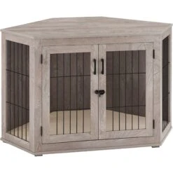 Unipaws Furniture Corner Dog Crate With Cushion, Weathered Grey 9 Unipaws Furniture Corner Dog Crate With Cushion, Weathered Grey -Pet Care Sales 811550 PT2. AC SS1800 V1682542131