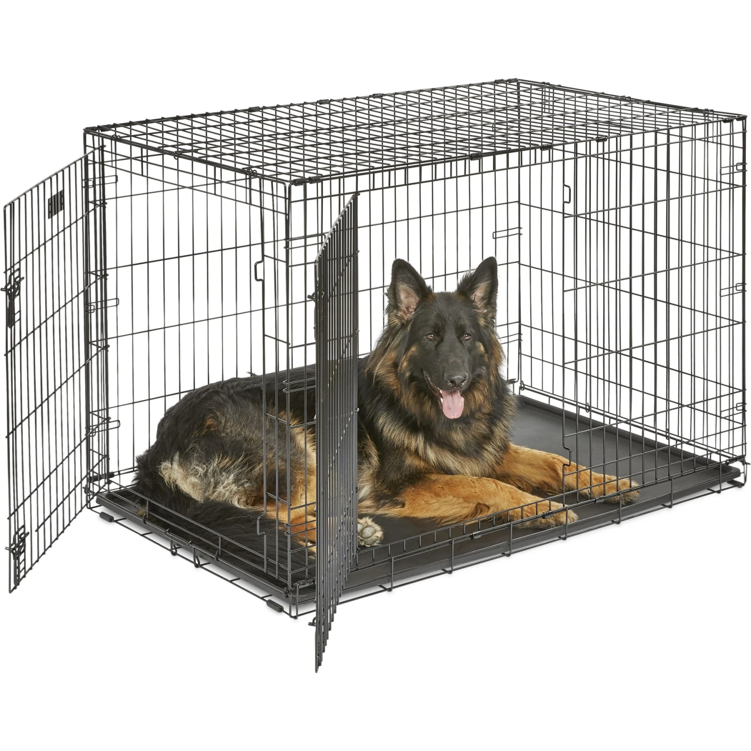 MidWest ICrate Fold & Carry Double Door Collapsible Wire Dog Crate & MidWest Steel Pet Gate 2 MidWest ICrate Fold & Carry Double Door Collapsible Wire Dog Crate & MidWest Steel Pet Gate - Image 2