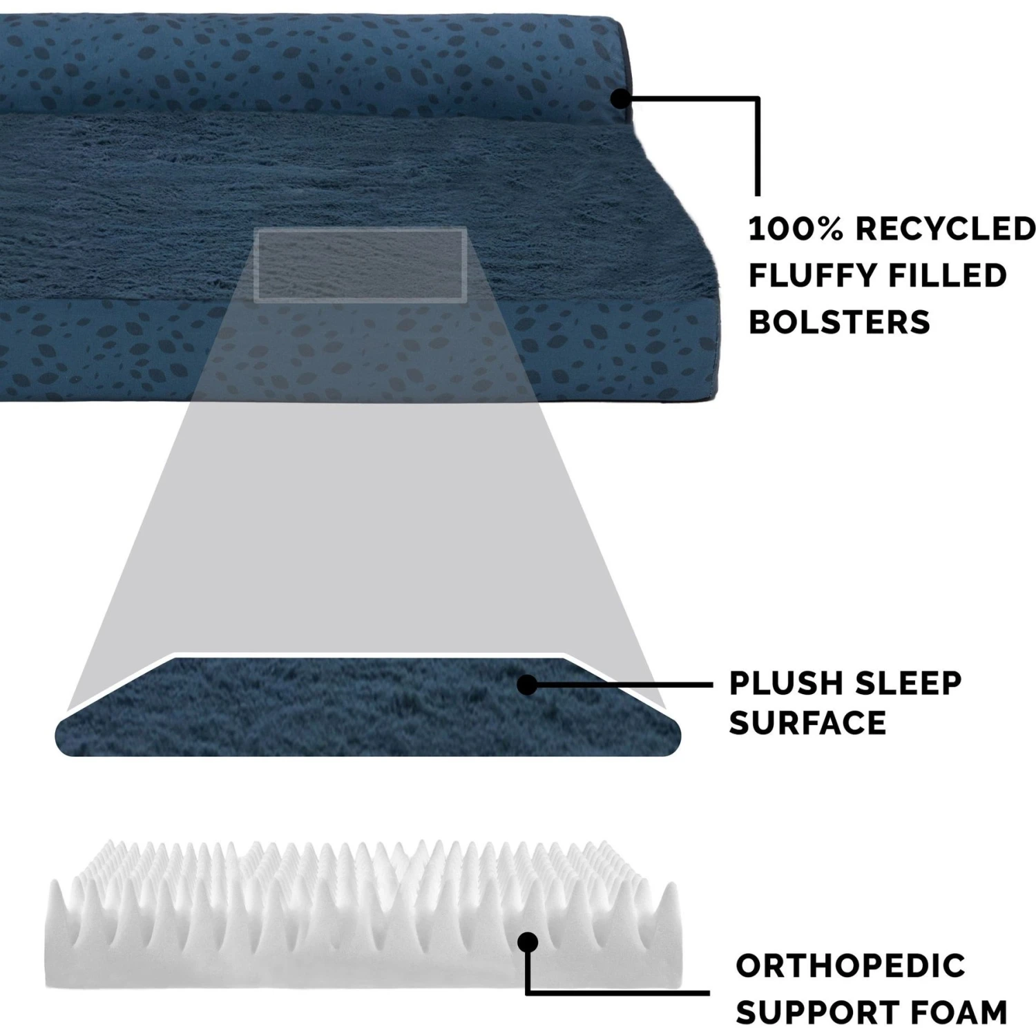 FurHaven Plush Fur & Almond Print Orthopedic Deluxe L-Chaise Sofa Cat & Dog Bed 6 FurHaven Plush Fur & Almond Print Orthopedic Deluxe L-Chaise Sofa Cat & Dog Bed - Image 6