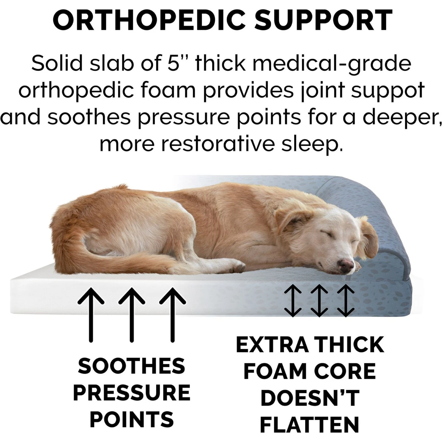 FurHaven Plush Fur & Almond Print Orthopedic Deluxe L-Chaise Sofa Cat & Dog Bed 7 FurHaven Plush Fur & Almond Print Orthopedic Deluxe L-Chaise Sofa Cat & Dog Bed - Image 7