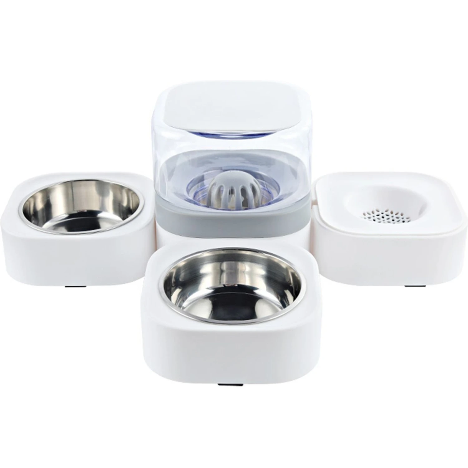 Hanamya 3-in-1 Set With Automatic Dog & Cat Waterer, White & Gray 2 Hanamya 3-in-1 Set With Automatic Dog & Cat Waterer, White & Gray - Image 2