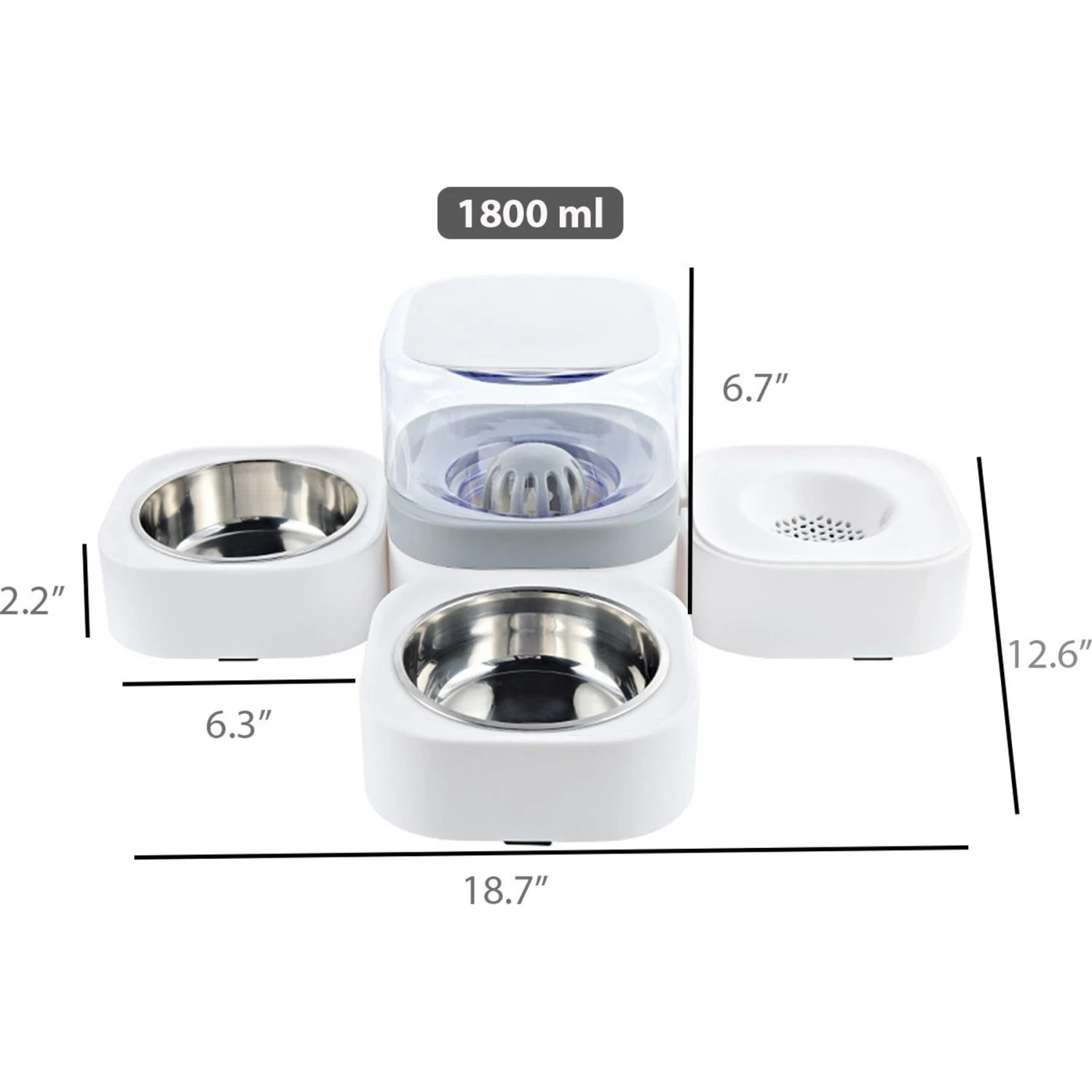 Hanamya 3-in-1 Set With Automatic Dog & Cat Waterer, White & Gray 4 Hanamya 3-in-1 Set With Automatic Dog & Cat Waterer, White & Gray - Image 4