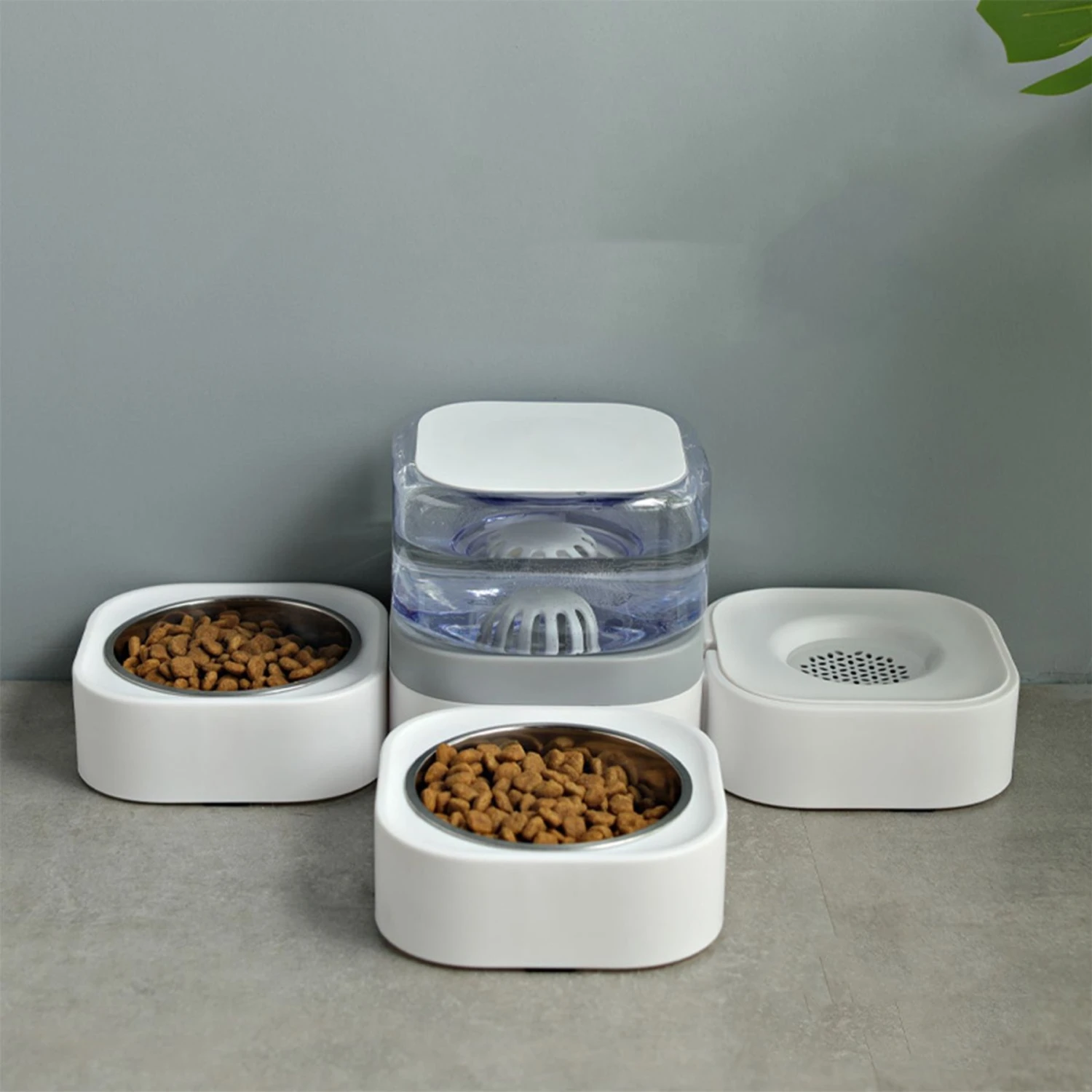 Hanamya 3-in-1 Set With Automatic Dog & Cat Waterer, White & Gray 5 Hanamya 3-in-1 Set With Automatic Dog & Cat Waterer, White & Gray - Image 5