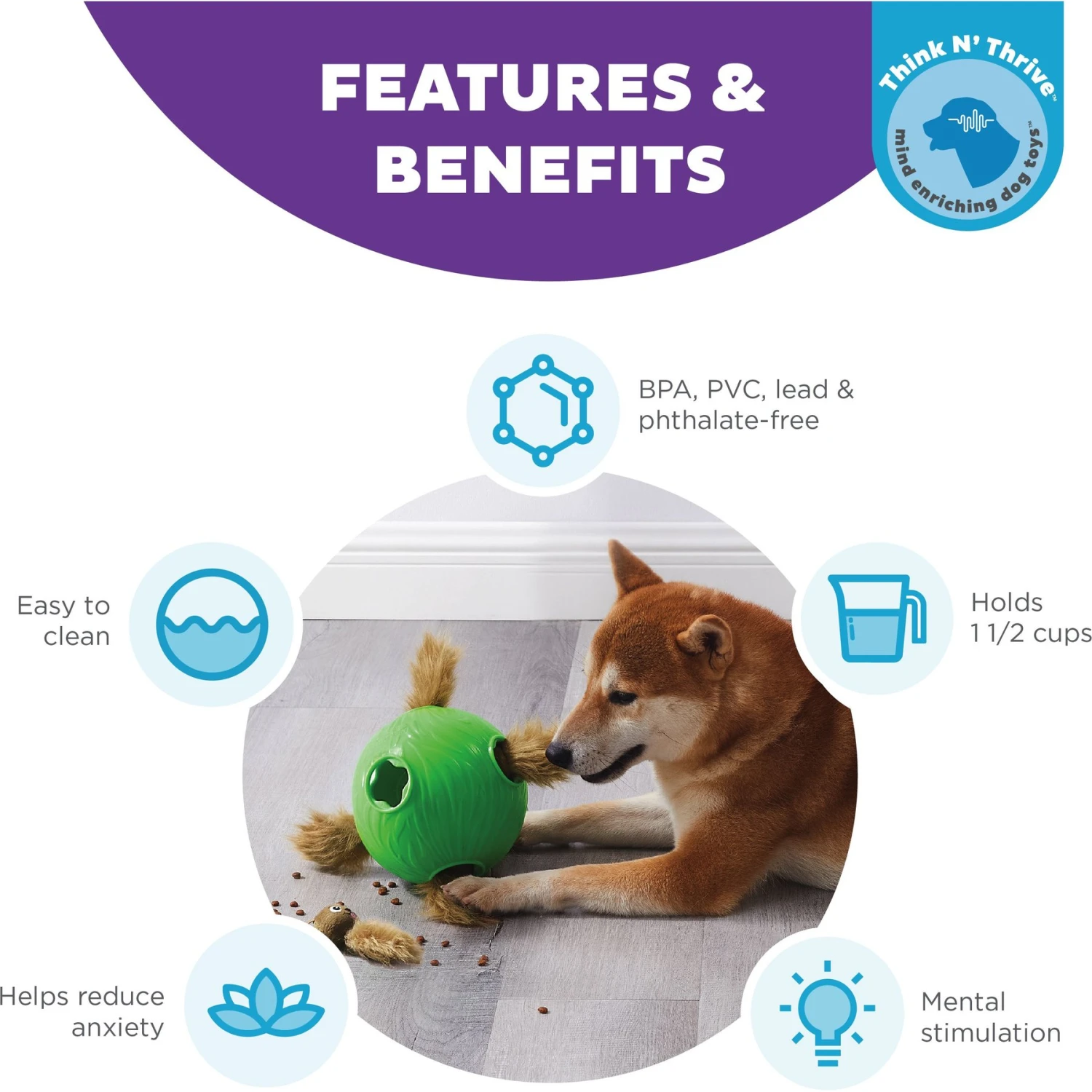 Nina Ottosson By Outward Hound Snuffle N' Treat Interactive Puzzle Ball & Treat Dispenser Dog Toy, Green 2 Nina Ottosson By Outward Hound Snuffle N' Treat Interactive Puzzle Ball & Treat Dispenser Dog Toy, Green - Image 2