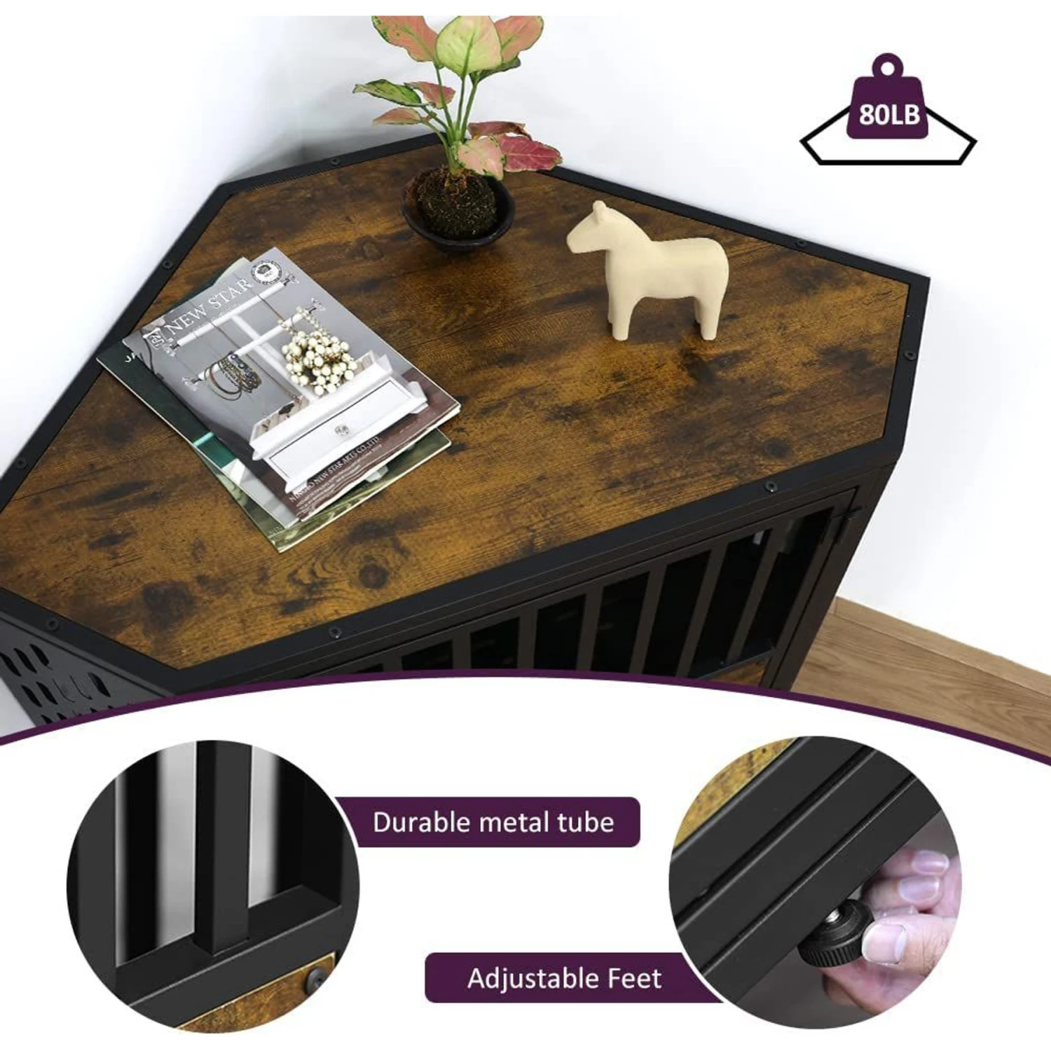 SMONTER Wooden Corner Crate Furniture Style Dog Kennel 3 SMONTER Wooden Corner Crate Furniture Style Dog Kennel - Image 3