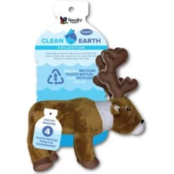 Spunky Pup Clean Earth Plush Caribou Dog Toy, Brown, Small
