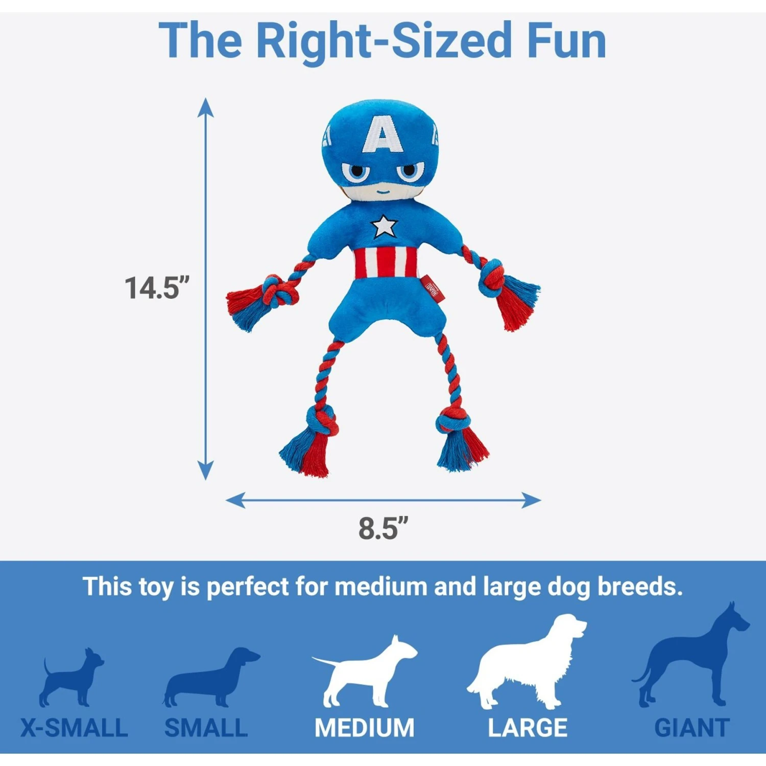 Marvel 's Captain America Plush With Rope Squeaky Dog Toy + 3 Items 3 Marvel 's Captain America Plush With Rope Squeaky Dog Toy + 3 Items - Image 3