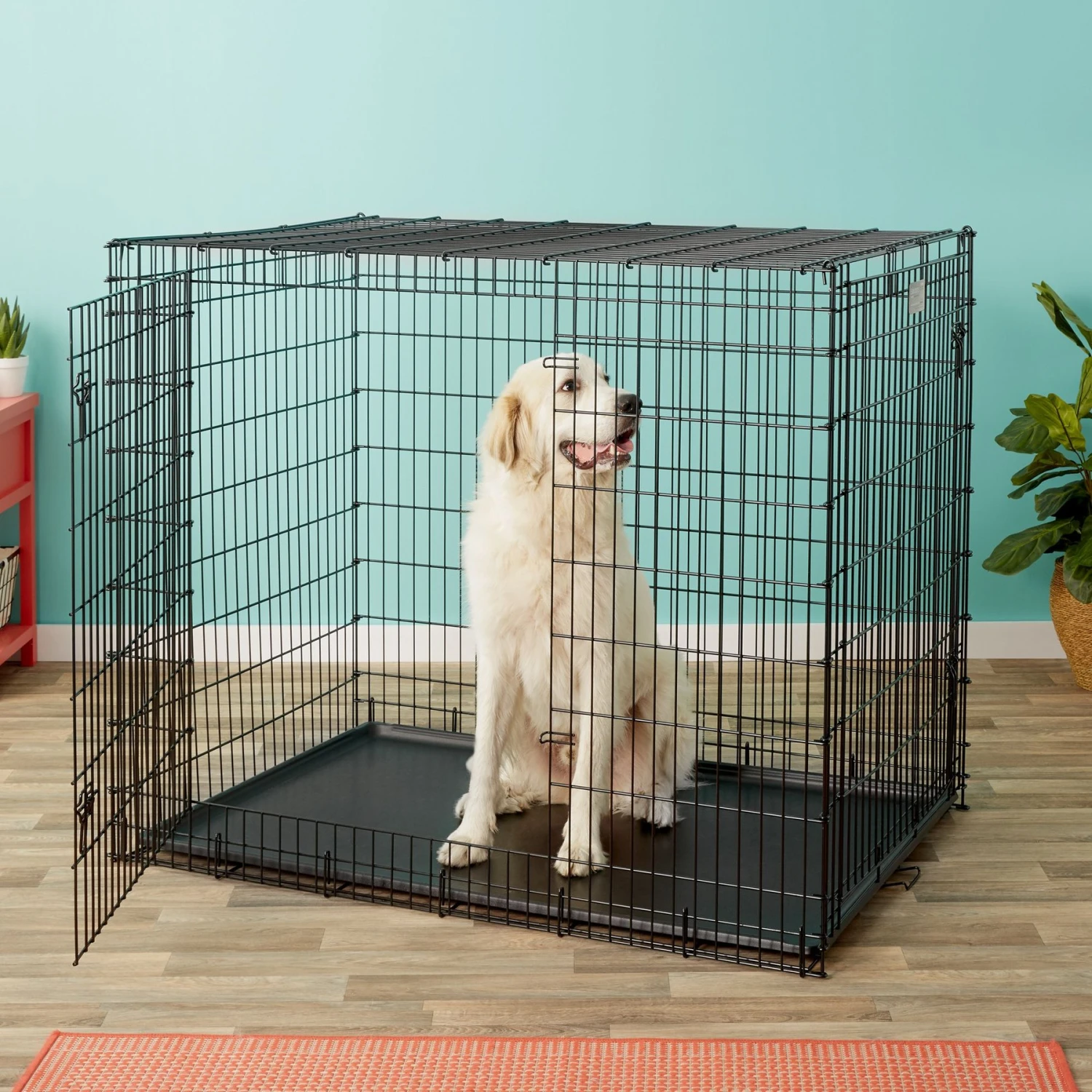 MidWest Solutions Series XX-Large Heavy Duty Double Door Wire Dog Crate, 54 Inch & MidWest Quiet Time Fleece Dog Crate Mat 5 MidWest Solutions Series XX-Large Heavy Duty Double Door Wire Dog Crate, 54 Inch & MidWest Quiet Time Fleece Dog Crate Mat - Image 5